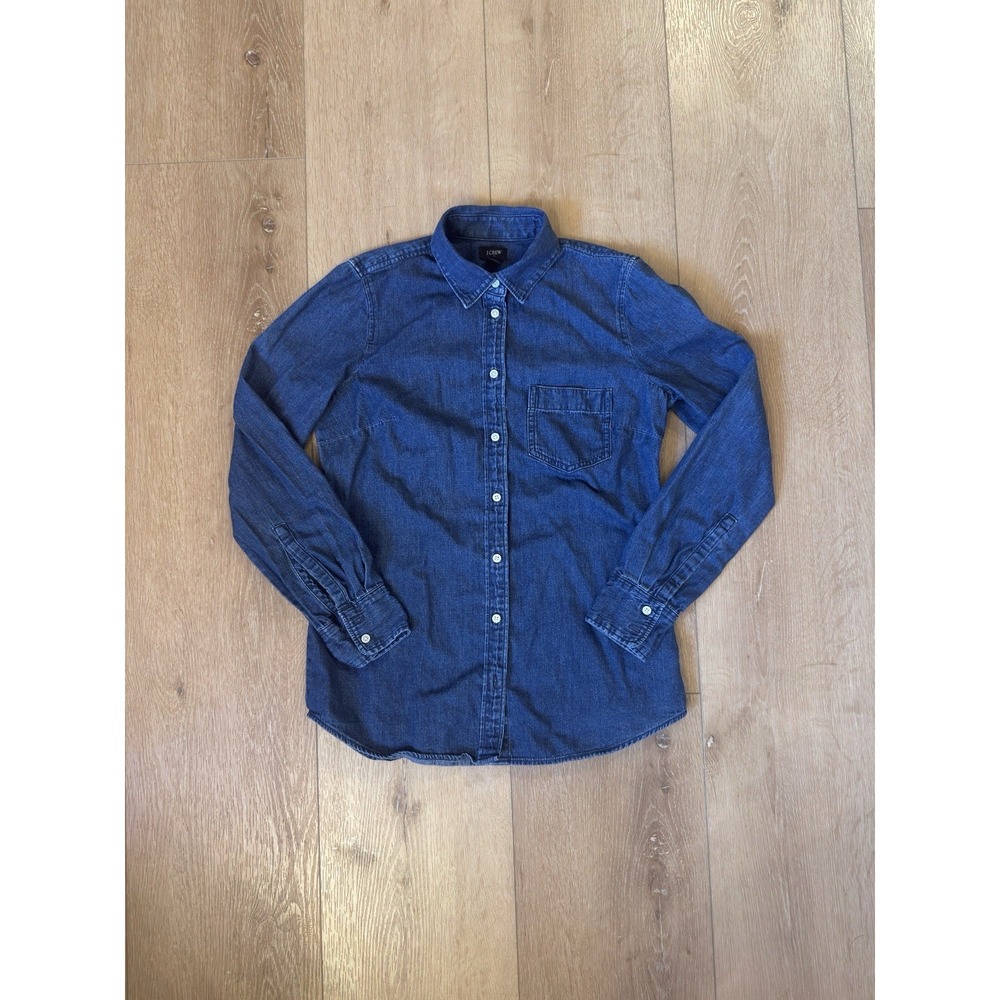 J.Crew Women's XS Denim Chambray Button Down Shirt Re-Imagined Collection‎